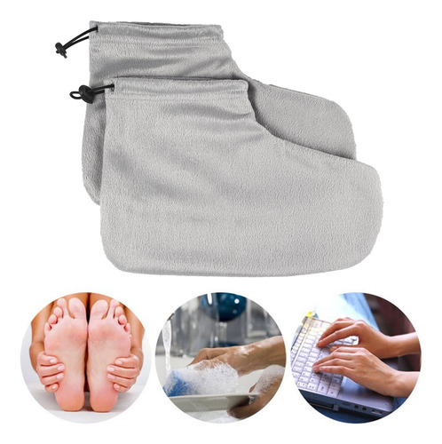 1 Par De Guantes De Cera De Parafina Para Manos Y Pies Gris