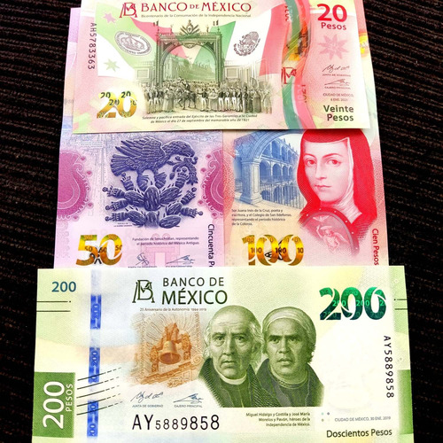 4 Billetes 20+50+100+200 Pesos Totalmente Nuevos Serie A