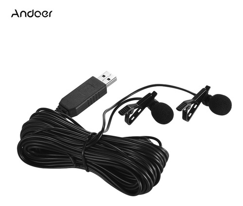 Microfone De Lapela De Lavalier De Cabeça Dupla Andoer 6 M/