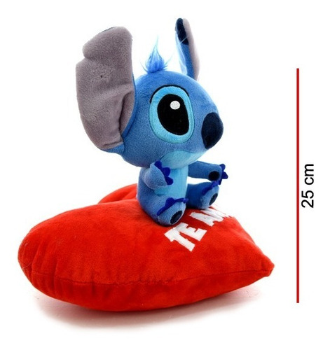 Peluche Stitch Sentado Sobre Corazón 25 Cm - Phi Phi Toys