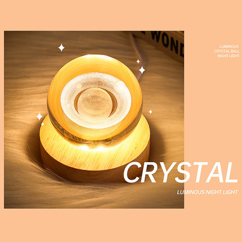 Luz De Noche De Bola Cristal De 3d Nebulosa Para Dormitorio