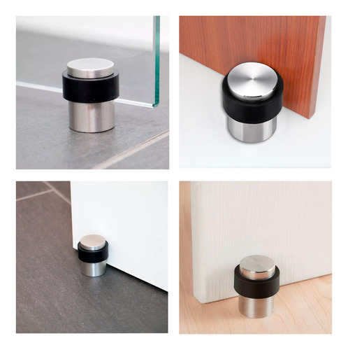 Tope De Piso Para Puerta de Acero Inoxidable Cilindrico Inomax Acabado Satinado Forma Cilindrica