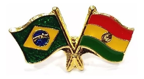 Bótom Pim Broche Bandeira Brasil X Bolívia Folheado A Ouro
