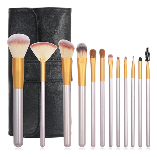 Set 12 Pinceles Y Brochas Maquillaje + Bolso Organizador