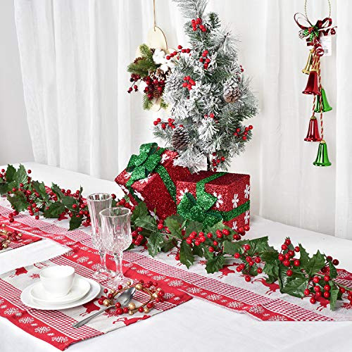 5.8ft Artificial Greenery Garland With Red Berries And Holly