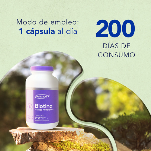 Biotina + Acido Pantoténico | 200 Cápsulas | Naturagel Sin Sabor