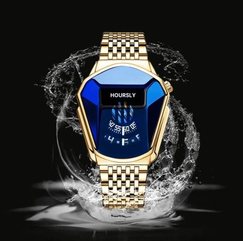 Reloj Cuarzo Hoursly 377 Locomotora Inoxidable Dorado
