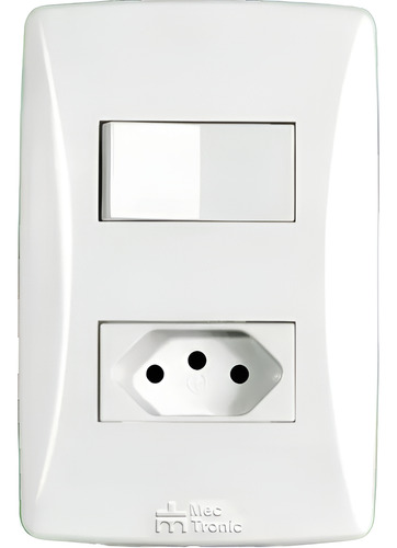 Mectronic Petra Conjunto 4x2 Tomada 10a Interruptor Simples Cor Branco