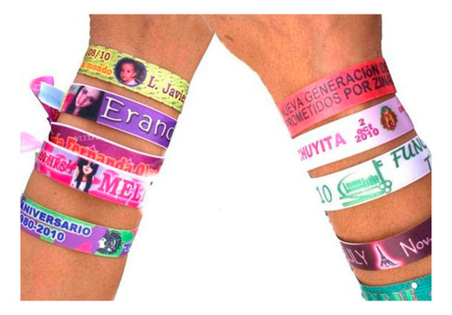 100 Pulseras Personalizadas Sublimadas Boda Fiesta Invitacio Negro