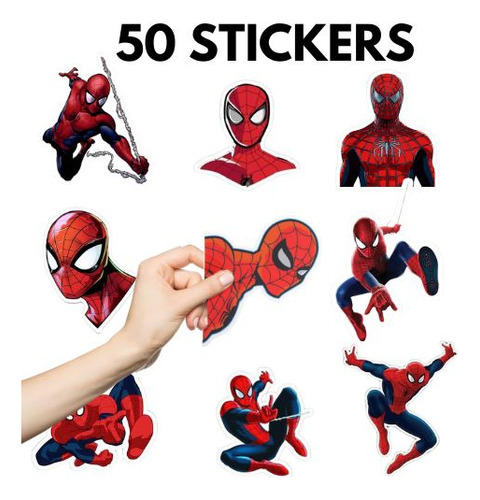 Spiderman 50 Stickers Pegantina Spiderman Diferentes Diseños