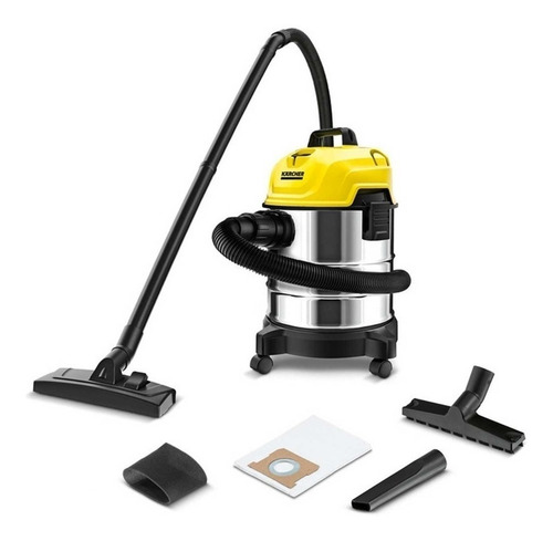 Imagen 3 de 4 de Aspiradora De tacho Kärcher WD 1S Classic 18L plateada, amarilla y negra 120V-127V 50Hz/60Hz