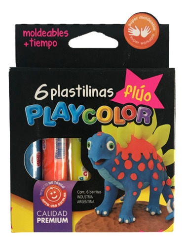 Plastilina Playcolor Surtidas Flúo (x6)