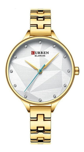 Relógio Feminino Curren Analógico C9047l - Dourado E Prata