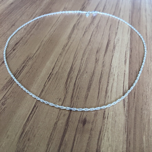 Imagen 3 de 10 de Cadena Torzal De Plata 925 De 45 Cm Diamantada Mujer Agálea