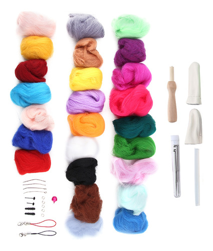 Felting Materials, Kit De Lana Para Roving, 25 Colores, Para