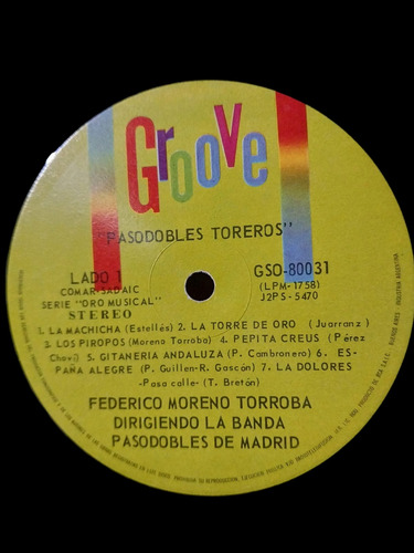 Federico Moreno Torroba - Pasodobles Toreros (vinilo) (Usado)