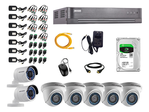 Kit 7 Camaras De Seguridad Hikvision Full Hd 1080p P2p