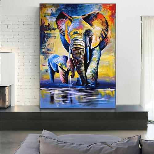 Imagen 1 de 10 de  Cuadro-elefante2-moderno,decorativo,95x60cm-16k Resolución