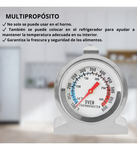 3 Termómetros Para Horno Análogos 500°c Repostería Pro Plateado