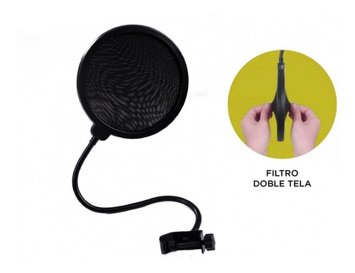 Imagen 4 de 5 de Filtro Antipop Doble Tela Cuello Gans 15cm Diámetro Sms Ws04