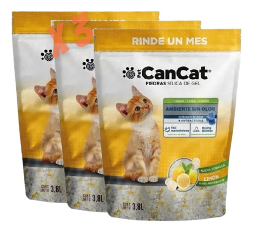 Canact Piedra Silica Gel Limón 3,8 Lts 3 Unidades Sanitarias