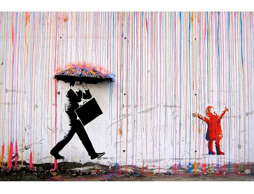 Poster 50x75cm Banksy - Chuva - Rain - Para Decorar Casa