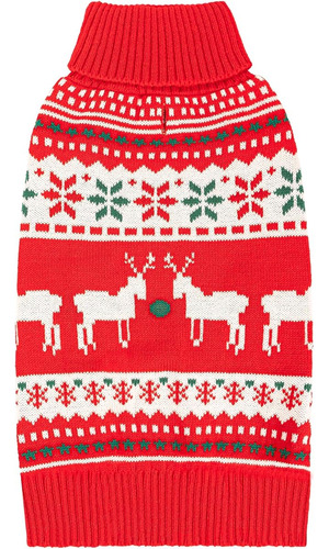 Sueter Para Perro Navideño Talla Xs Con Diseño De Copos Rojo
