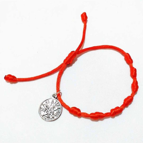 Pulsera 7 Nudos Roja Tetragrammaton En Plata 1,5 Cm Art 1292