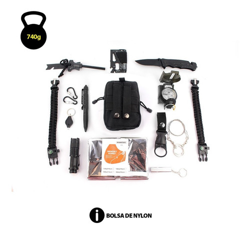 Kit Sobrevivência De Emergência Bolsa Cores Fg