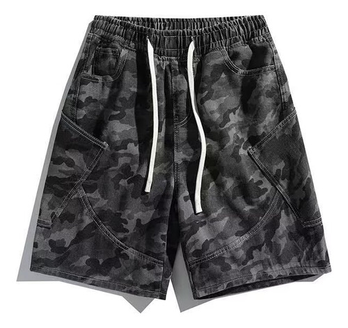 Pantalones Cortos De Camuflaje Para Hombre, Rectos Y Delgado