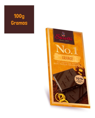 Chocolate amargo naranja 70% cacao Sarotti 100g