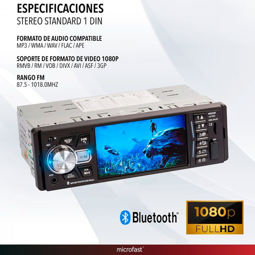 Stereo Con Pantalla Bluetooth Fm Aux Tarjeta Sd Entra Cámara