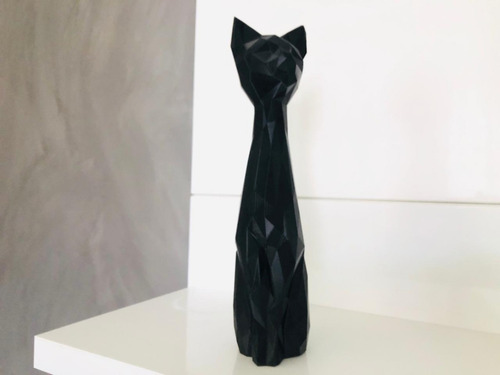Imagem 1 de 4 de Gato Decorativo Geométrico Low Poly 40cm