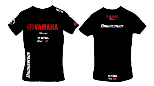 Remera Yamaha Racing 2 Motos Frente Y Espalda  Algodón 100%