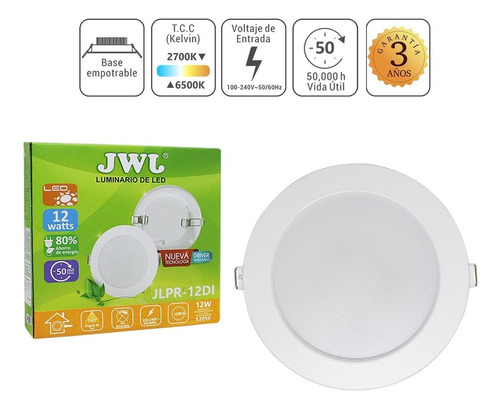 10 Pz Plafon Led 12w Empotrable Luz Blanca Redondo Jwj