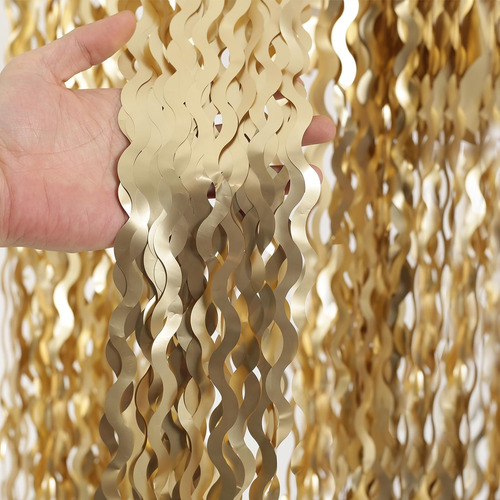 Paquete De 4 Cortinas Onduladas Con Flecos Dorados Para Fies Color