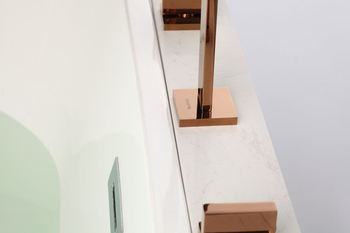 Torneira Misturador Duplo Comando Rose Gold Quadrada Para Banheiro Lavabo Inovartte IN48