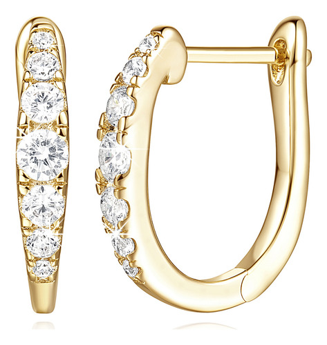 Cz Arracadas Aretes Huggies De Oro 14k Niña Mujer 16.6mm Aretes Regalo Mujer Novia Regalo