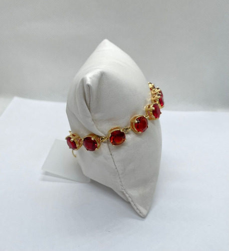 Pulseira Banhada A Ouro 18k De Zircônia Vermelha 29