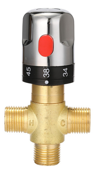 Válvula mezcladora termostática ajustable para baño Mezclador de agua de latón Válvula de control de temperatura de mezcla de agua fría/caliente para calentador de agua doméstico 