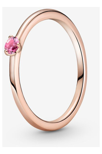 Anillo Pandora Solitario Rosa Recubrimiento Oro Rosa