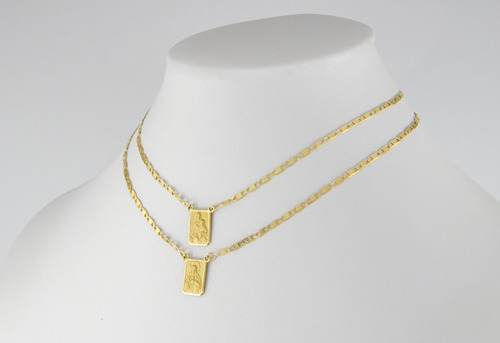 Escapulário De Ouro 18k Corrente Piastrine 60 Cm Dupla Face