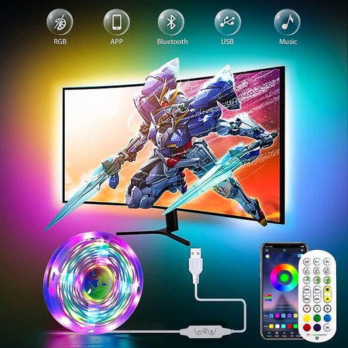 Tira Led Rgbic De 10 Mm Con Efecto Arcoíris Y Luz Sincrónica