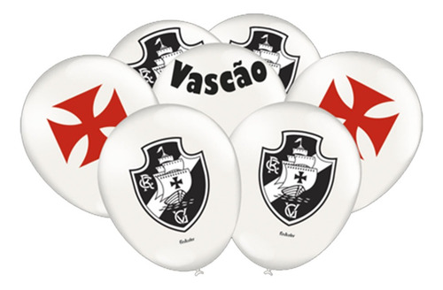 Balão De Látex Futebol Vasco Da Gama 9 Polegadas 23cm 25unid