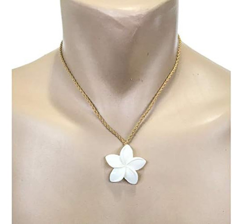 Collar Con Colgante De Flor De Plumeria De Hueso Tallado A M