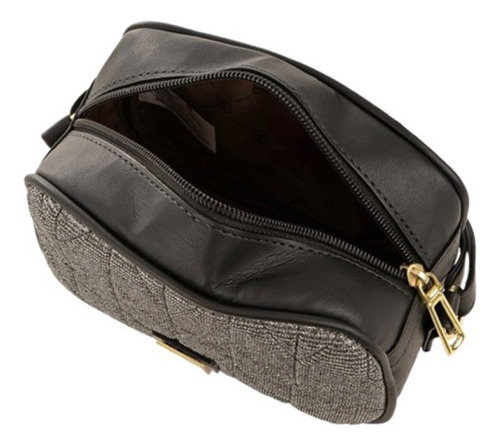 Mini Bolsa Feminina Rafitthy Be Forever Preta E Prata Cor Preto