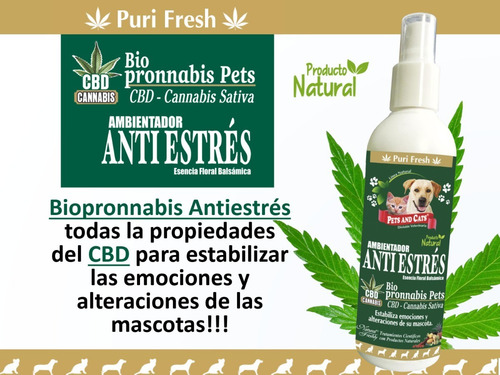 Imagen 2 de 2 de Ambientador Antiestrés Biopronnabis Para Mascotas X 240ml