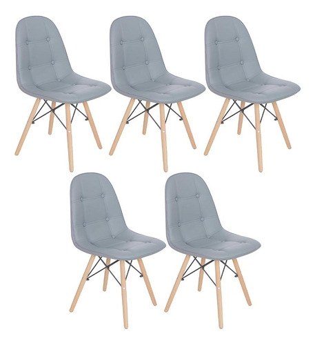 5 Cadeiras Estofada Botão Eames Botonê Capitonê Cores Assento Marrom