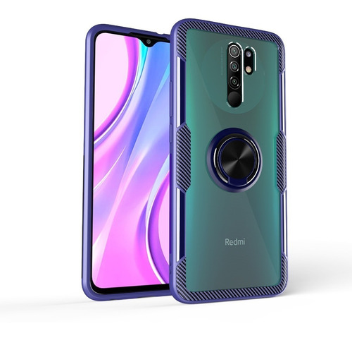 Funda Xiaomi Redmi 9 Acrilic Ring + Mica Cristal Templado