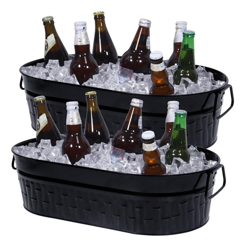 Paquete De 2 Tinas Galvanizadas Para Bebidas, Cubo De Hielo 